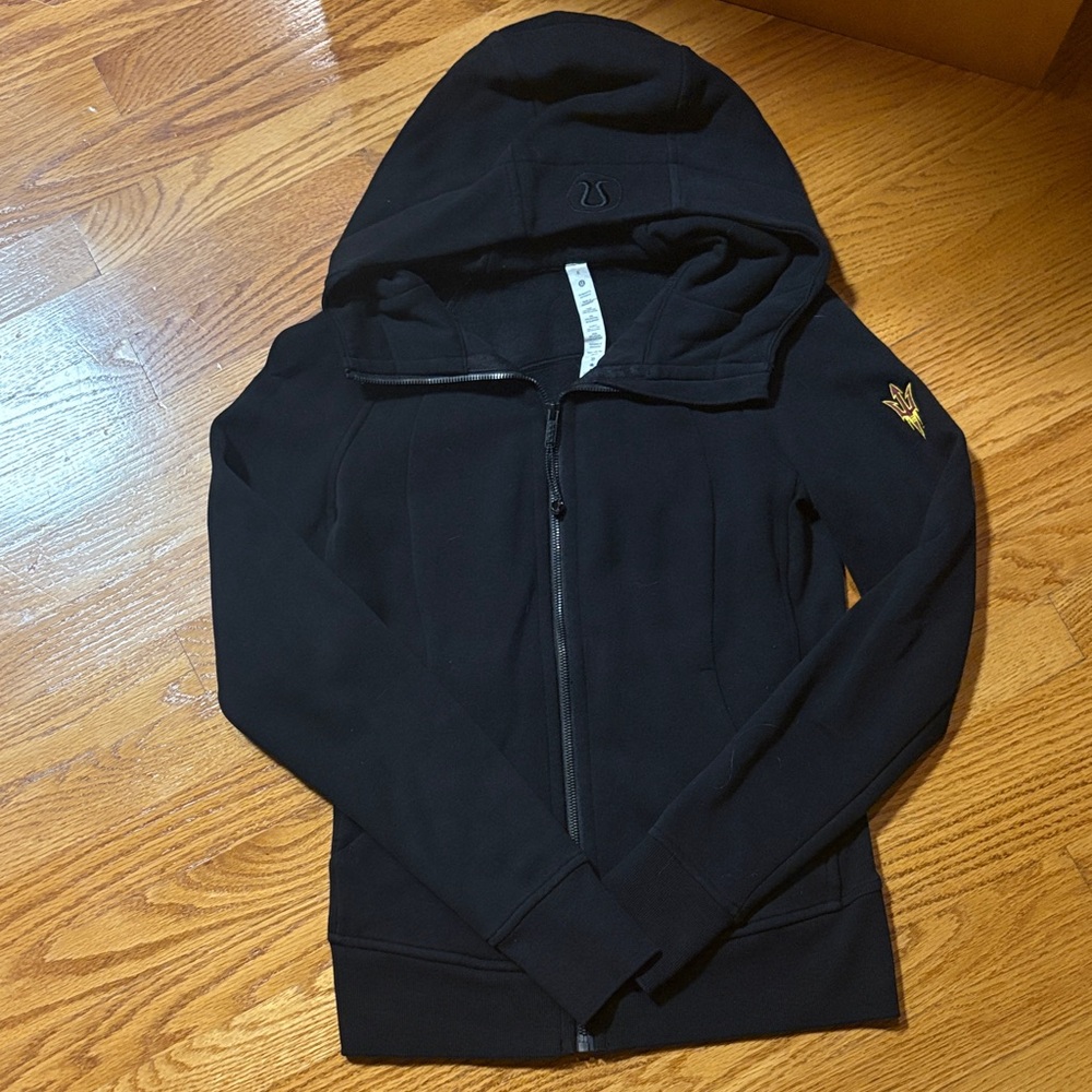 Lululemon Athletica Black Hoodie with ASU Logo/ Full Zip Scuba